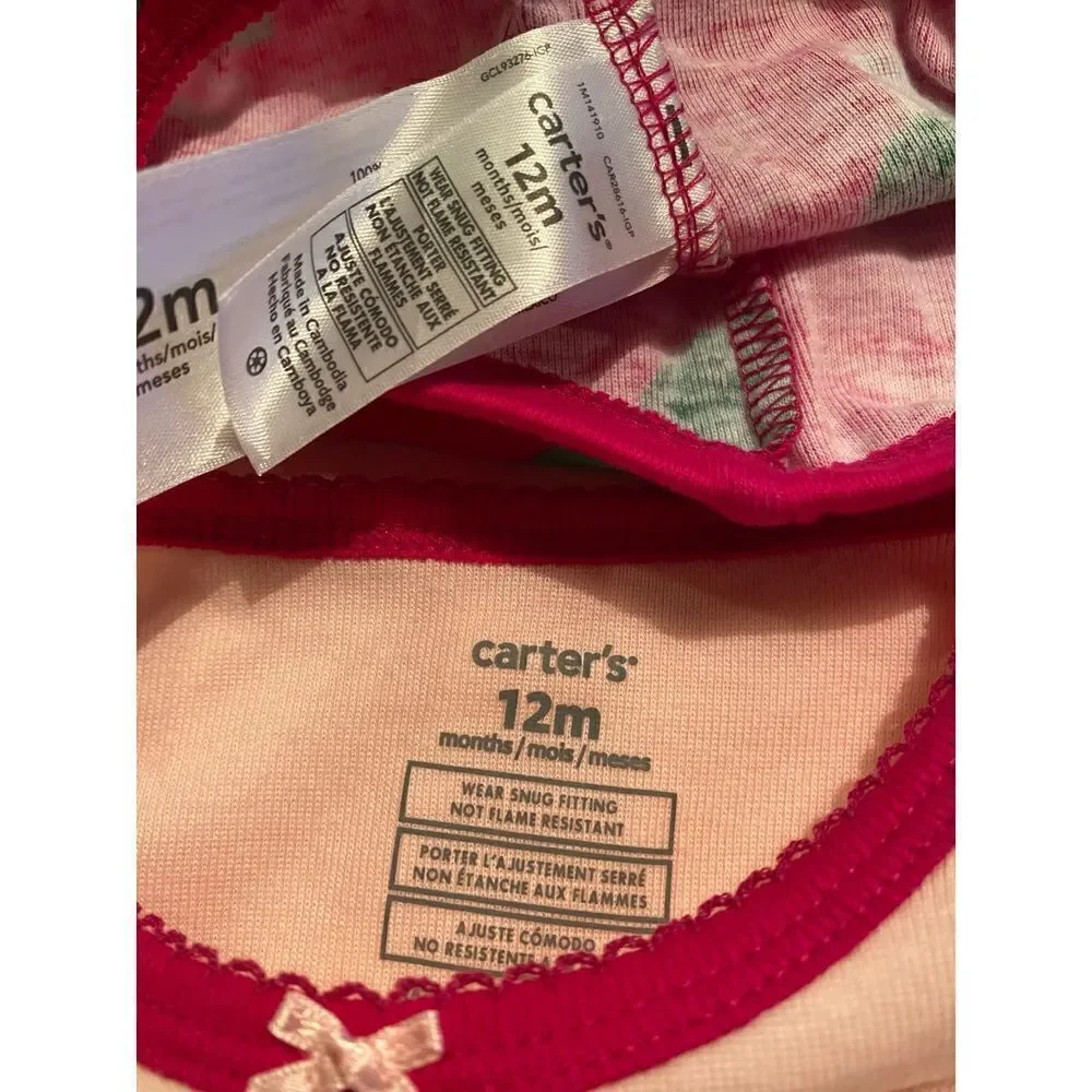 CARTER’S Girls 12M “all is calm, all is bright” Turtle Christmas Pajamas